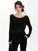 Cubierta de Yoga para Mujer Espalda Cruzada Manga Larga Holgada Adelgazante Caída Ligeramente Transparente Ropa de Abrigo Otoño Conjunto de Pantalones de Yoga Ropa para Mujer
