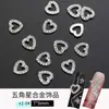 Accesorios de aleación para decoración de uñas en forma de estrella de venta caliente transfronterizos, estrella de cuatro puntas tridimensional con diamantes, accesorios de decoración de uñas metálicos de estrella de cinco puntas