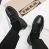 Comercio Exterior al por Mayor Zapatos de Hombre para Primavera y Otoño Versátiles de Moda Tendencia Suela Suave Zapatos de Cuero con Cordones Casuales para el Trabajo Zapatos de Hombre