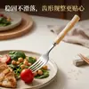 Conjunto de faca e garfo para bife, aço inoxidável 304, com cabo de bambu para uma pegada segura, fácil de limpar e adequado para uso doméstico com refeições estilo ocidental