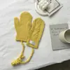 2025 Nuevo Estilo Ins Coreano Guantes de Lana Tejida Tulipán Color Puro Todo Incluido para Mujer Otoño e Invierno Cálido Halter