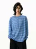 Camiseta chic de estilo coreano, rosa a rayas, de manga larga, protectora del sol, unisex, corte holgado y relajado, perfecta como capa exterior para el verano o para usar en ambientes con aire acondicionado