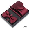 Corbata de negocios para hombre de 8 cm, pajarita, pañuelo de bolsillo, juego de 5 piezas, caja de regalo, para banquete de boda, corbata de mano negra a rayas.