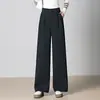 Pantalones Rectos Ajustados con Caída, Pantalones de Pierna Ancha de Cintura Alta Estrechos, Nuevos Pantalones Largos para Traje de Oficina de Otoño 2026 para Mujer