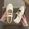 Sapatos Mary Jane de Couro Patente com Solado Macio, Bico Redondo, Estilo Novo de Verão, Boca Rasa 2026, Retro, Versátil, Vermelho, Moda, Versátil