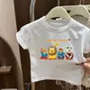 Camiseta de Manga Corta Holgada con Estampado de Dibujos Animados, Estilo Nuevo de Verano para Niños y Niñas, Tops Casuales para Niños Pequeños y Medianos 0183A124