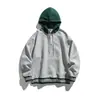 Yidao Vintage Otoño Nueva Llegada Tendencia Japonesa Cityboy Bordado Bloque de Color Con Capucha Holgado Sudadera