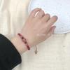 Pulseira feminina de flor de pêssego imitação cristal de morango pombo vermelho corda tecida amantes namoradas pulseira de transferência