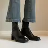 Botines minimalistas de tacón alto para mujer, estilo retro, versátiles, silenciosos, tacón grueso, cómodos para ir al trabajo, botas adelgazantes para mujer