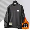 Sudadera para hombre con forro polar, estilo otoño e invierno, cuello redondo sin capucha, manga larga, top básico, holgada, casual, versátil para hombre