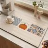 Alfombrilla Seca Platos para Encimera de Cocina Wind de Barro Diatomeas Alfombrilla Absorbente de Agua para Cafetera Antideslizante para Fregadero Posavasos de Secado Rápido