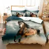 Ropa de cama estampada de animales caballo 3D de tres piezas transfronteriza Amazon Europa y Estados Unidos comercio exterior venta caliente a mapa