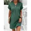 Roupas Femininas Europeias e Americanas Transfronteiriças 2023 Novo Amazon Decote V Cor Sólida Suéter Confortável Casual Vestido de Botão