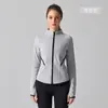 Top de Yoga para Mujer con Mangas Largas de Invierno, Forro Polar, Aspecto Ajustado Adelgazante, Color Contrastante, Cuello Alto, Chaqueta Deportiva Engrosada