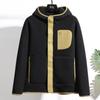 Chamarra de Felpa de Gama Alta de Color Contrastante para Hombres y Mujeres, Nueva Sudadera con Capucha de Otoño e Invierno Forrada de Felpa y Engrosada, Cárdigan con Capucha para Parejas