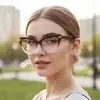 Armazón de Gafas Moda Europea y Americana Nuevo Ojo de Gato Anti Luz Azul, Versátil para un Look Natural, Delgado Retro Sin Graduación Armazón de Gafas de Moda