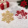 Decoraciones Navideñas 10cm Copos de Nieve, Copos de Nieve de Plástico con Purpurina, Decoración para Árbol de Navidad Colgantes de Copo de Nieve Huecos