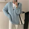 Nuevo Estilo de Primavera y Otoño Cárdigan de Punto Holgado Rosa Adelgazante para Mujer, Abrigo Suéter Suave de Punto Grueso Talla Grande para Mujer de Manga Larga