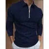 Camisa Polo de Manga Larga para Hombre a Rayas con Cuello de Solapa para Primavera y Otoño Textura de Gama Alta para Negocios