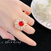 Anillo Retro Francés con Gema de Color Incrustada Estilo Europeo y Americano Lujo Ligero Anillo Tesoro de Color para Mujer Diseño de Moda de Alta Gama