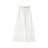 Pantalones Drapeados de Pierna Ancha para Mujer Verano 2025 Tencel Lino Blanco Pantalones Rectos Cintura Alta Adelgazantes Cómodos Casuales Largos hasta el Piso