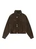 Chaqueta de mezclilla retro americana con cuello alto para trabajo para hombres y mujeres, nuevo estilo de otoño, de alta gama, holgada, chaqueta corta, top de moda