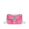 Padrão de Crocodilo Retro Ferragens Cravejadas de Diamante 2025 Este Ano Popular Cor Pura Textura Corrente Uma Alça Transversal Pequena Quadrada Bolsa Feminina
