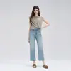Pantalones Cortos de Verano Estilo Delgado de Algodón de Xinjiang + Tejido de Cáñamo de Lyocell Agradables a la Piel Transpirables Corte Ajustado Pierna Recta Acortados