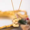 Moda Cruzada Europeia e Americana de Luxo Leve de 2026 Colar com 26 Letras Bolha para Mulheres Pingente de Letra Bolha Espessa Corrente Clavicular Atacado