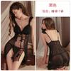 Guiruo ropa interior sexy malla de perspectiva caliente reunida V profunda damas camisón sexy bata traje uniforme 4513