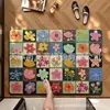 Felpudo de entrada para dropshipping transfronterizo, alfombrilla antideslizante para baño, alfombrilla de suelo absorbente de tierra de diatomeas, felpudo floral nórdico