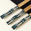 Palillos de Bambú al por Mayor, Tendencia Nacional, Palillos con Patrón de Flor de Pluma de 24 cm, Palillos Individuales de Cinco Colores para el Hogar, Suministro de Vajilla para Regalo