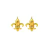 Pendientes de botón de flor de iris con circonita de diseño moderno para mujer, Pendientes florales de oro de arena vietnamita, Estilo de lujo ligero, Joyería duradera