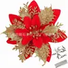 Decoração de Feriado 14cm Pó Dourado Flor de Natal Acessórios de Natal Atacado Guirlanda de Pó de Cebola Acessórios Decoração de Árvore de Natal