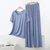 Conjunto de camiseta de manga corta y pantalones de pierna ancha, pijama casual de modal de ajuste holgado, nuevo conjunto casual de dos piezas primavera-verano 2025