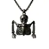 Collar con Colgante de Calavera Oscura de Halloween para Hombre Punk Retro Adornos de Personalidad del Cuerpo Humano Estilo Hip Hop Europeo Americano
