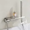 Grifo de bañera estilo cascada de acero inoxidable, grifo de agua fría y caliente, cabezal de ducha de pared, soporte para ducha