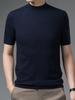 Suéter de lana de manga corta para hombre verano camiseta de lana entera moda casual tejido camisa de media manga joven y mediana edad camiseta básica