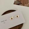 Pendientes de plata S925 con diseño de oso y aguja para mujer, estilo japonés, suaves y frescos, con pintura en aerosol, 2021