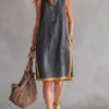 Amazon 2026 Transfronterizo Europeo y Americano Verano Nuevo Ropa de Mujer Vestido Casual Holgado de Algodón y Lino sin Mangas con Cuello en V para Mujer