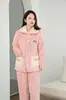 Pijama de Otoño e Invierno para Mamá, para Mujeres de Mediana Edad y Mayores, Estilo Franela, Estilo para Todas las Estaciones, Talla Grande, Estilo Engrosado de Invierno, Cálido y Cómodo