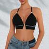 Comercio Exterior Europeo y Americano Nuevo Sujetador Sexy Inalámbrico con Cuello Halter y Cinta Plateada Transfronterizo Amazon Push-Up Cómodo Listo para Usar para Mujer