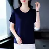 Camiseta de manga corta para mujer 2026 nueva de verano con cuello redondo, blusa de manga media, top elegante estilo mamá, ropa deportiva casual