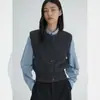 Chaleco tejido simple de cuello redondo para mujer, nuevo estilo de otoño, gris elegante, adelgazante, versátil, top sin mangas para ir al trabajo