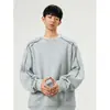 Sudadera con Capucha de Cuello Redondo con Diseño de Hilo Brillante Retro para Hombre Otoño Invierno Marca de Moda Holgada Casual Versátil Pulóver Superior Ropa de Hombre