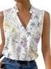 2023 Comércio Exterior Transfronteiriço Novo Pulôver Casual Feminino com Decote em V Regular Estampa Digital Camiseta Feminina Colete