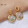 Brincos de Flores Esmaltadas em Pintura a Óleo Estilo Corte Vintage com Pérolas de Água Doce DIY Presilhas de Orelha Pingentes Versáteis Exclusivamente para Vendas Transfronteiriças