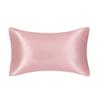 Funda de almohada individual de seda artificial de color sólido satinado Funda de almohada de seda de hielo cremallera paquete individual
