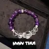 Pulsera de Amatista Natural Uruguaya Estilo Chino Nuevo Pulsera de Cuentas Pequeñas Morado Oscuro Pulsera de Cuentas de Tres Capas 108 Cuentas