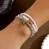 Pulsera Transfronteriza de Perlas de Imitación Japonesas y Coreanas con Cuentas de Vidrio de Colores para Mujer, Diseño de Nicho Ins de Verano, Pulsera para Estudiante, Joyería al por Mayor